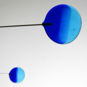 Cobalt and Turquoise Sculptural Glass Mobile