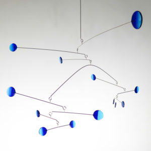 Cobalt and Turquoise Sculptural Glass Mobile